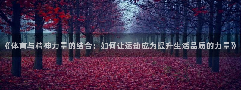 kok中欧体育登录：《体育与精神力量的结合：如何让运动成为提升生活品质的力量》